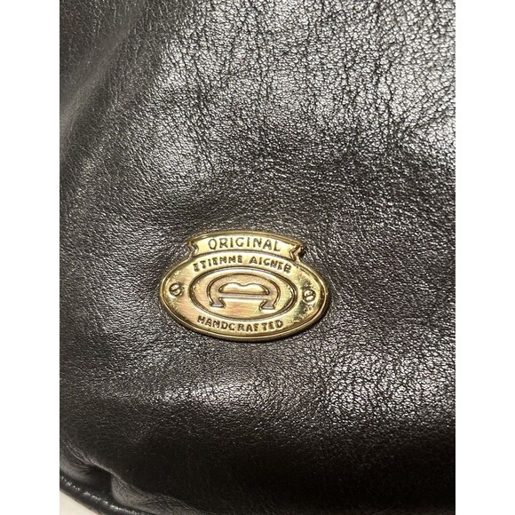 Etienne Aigner Vintage Leather Shoulder Bag Purse In Black W/ Bakelite Closure - Picture 2 of 14